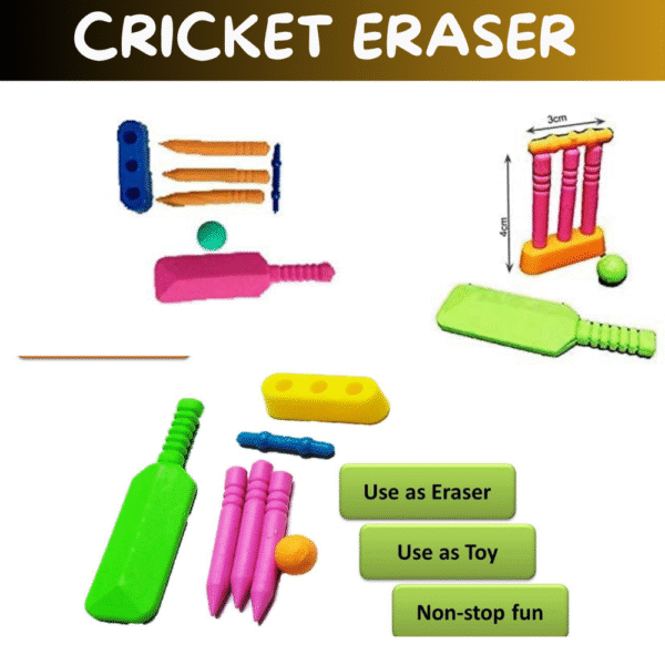 Fancy Return Gifts Set of 12 – Fruit, Car & Cricket Erasers (4 of Each Design) - Image 3