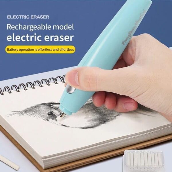 Electric Eraser Set for Kids with Fan & 12 Refills | Battery Eraser for Drawing|2 PCS - Image 3
