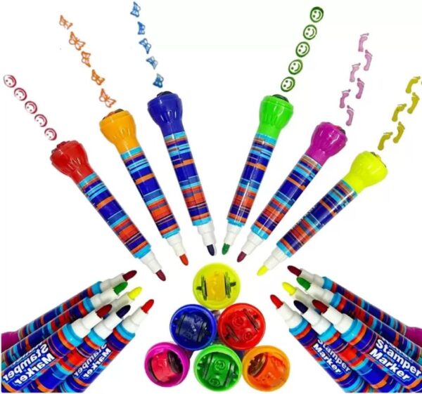 Creative Fun Set – Stamp, Ruler & Pen Combo | Pack of 6 for Kids - Image 3