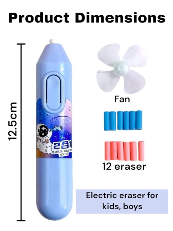 Electric Eraser Set for Kids with Fan & 12 Refills | Battery Eraser for Drawing|2 PCS - Image 4