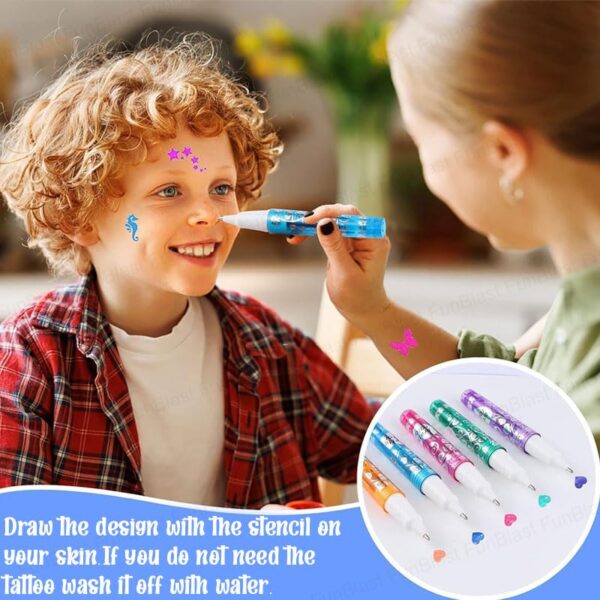 Sparkle Fun Glitter Tattoo Pens – Set of 6 Colors - Image 3