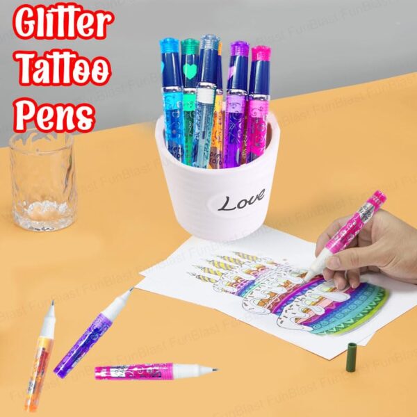 Sparkle Fun Glitter Tattoo Pens – Set of 6 Colors - Image 5