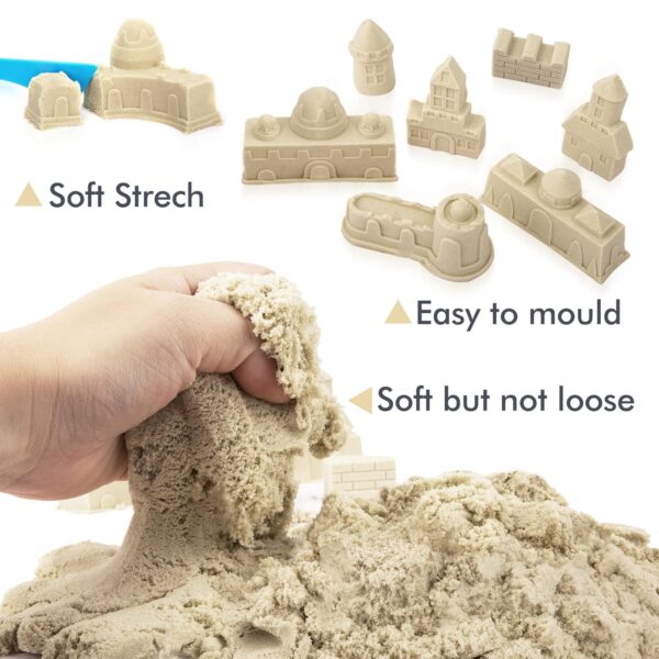 Magic Play Sand Set for Kids with Molds, Trucks, Tools & Tray – Non-Toxic Fun - Image 2