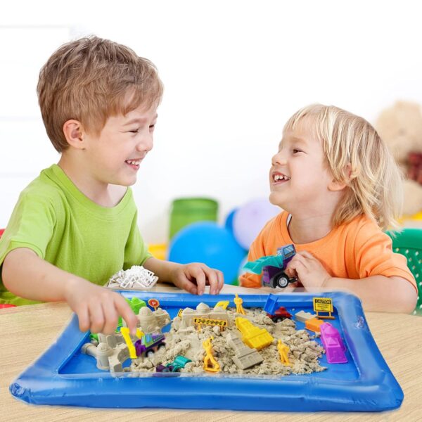 Magic Play Sand Set for Kids with Molds, Trucks, Tools & Tray – Non-Toxic Fun - Image 3