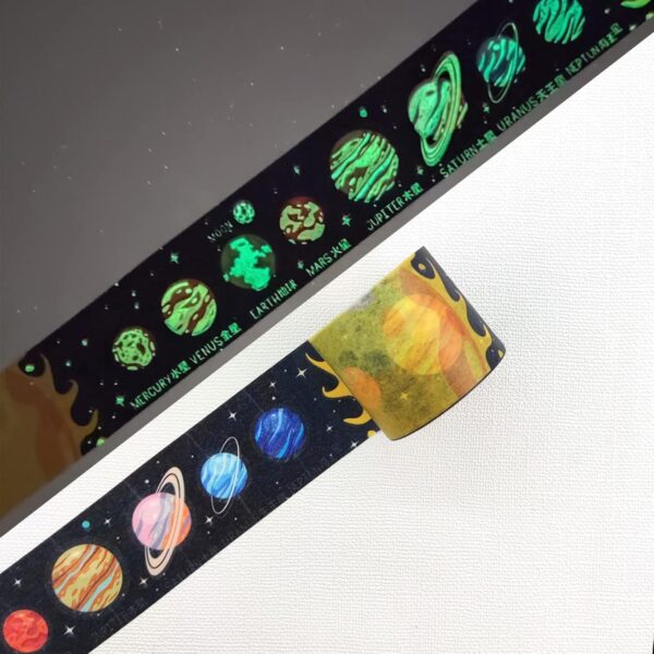 Galaxy Washi Tape Set Space Glow in The Dark 5 Pcs (1 Roll) - Image 2