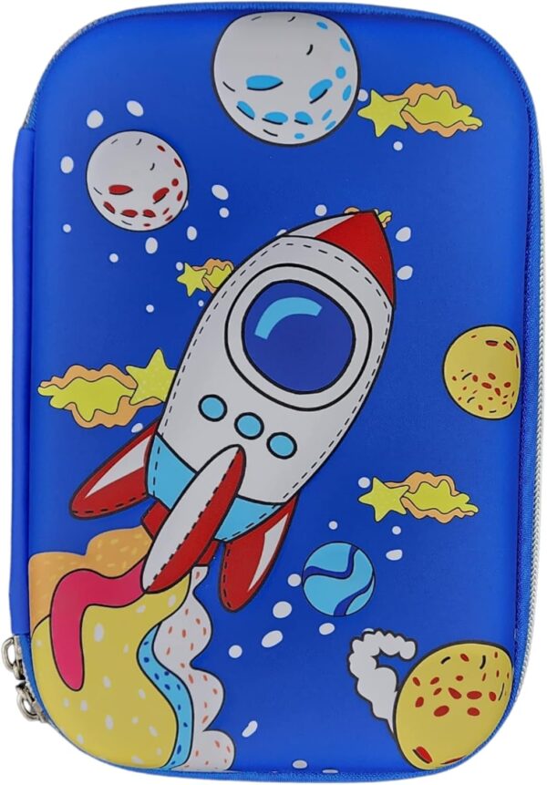 Space Theme 3D Large Pencil Pouch for Kids – Zipper Closure, Durable - Image 3
