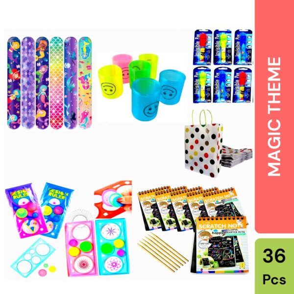 Mega Magic Return Gift Set for Kids – 36 Pcs Stationery & Fun Toys (Set of 6)