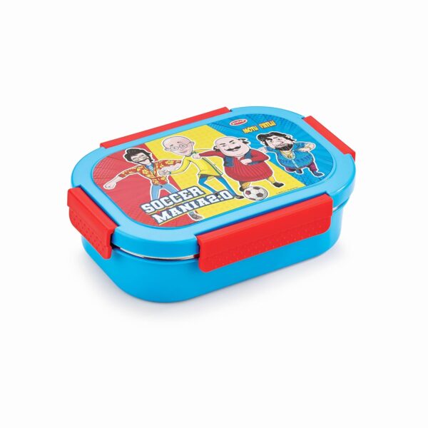 Motu Patlu Steel Lunch Box Set – 2 Containers, Leak-Proof, BPA-Free (590ml + 120ml) - Image 3