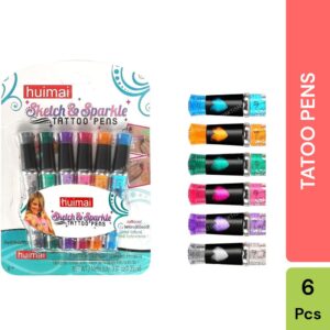 Sparkle Fun Glitter Tattoo Pens – Set of 6 Colors