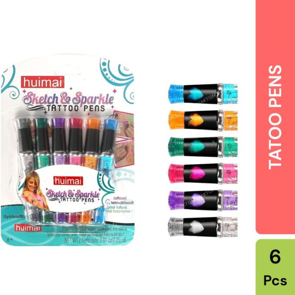 Sparkle Fun Glitter Tattoo Pens – Set of 6 Colors