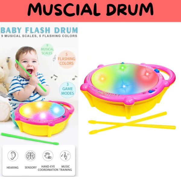 Flash Drum Toy with 2 Mallets for Kids - Image 2