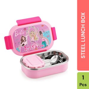 Barbie Steel Insulated Lunch Box Set – Leak-Proof (590ml + 120ml)