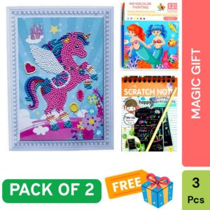 DIY Fun Combo – Diamond Painting & Magic Water Scratch Book – (Pack of 2)