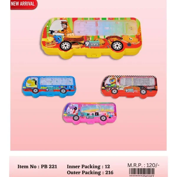 Maze Racer Bus Shape Plastic Pencil Box Pack Of 2 - Image 2
