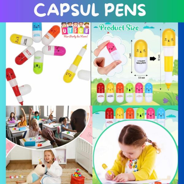 Capsule Pen Set of 12 Pcs – Cute Return Gift for Kids, Kanya Pujan Gifts - Image 2