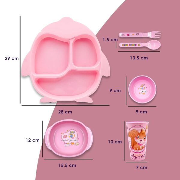 Baby Feeding Plate Tray Set with Glass, Spoon & Pot | Kids Dinnerware Set - Image 5