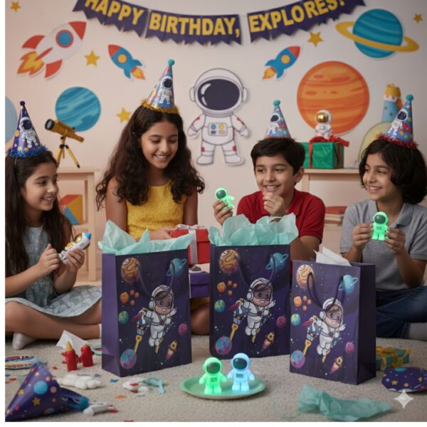 UTSUB Space Theme Paper Gift Bags for Kids – 12 Pcs Foldable Party Bags - Image 2