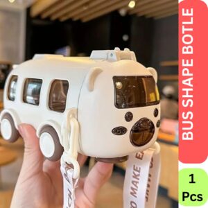 Bus Water Bottle For Kids With Strap, Sipper, & Straw | Leakproof,