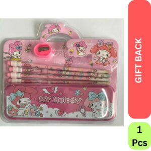 Pencil Box Combo Set with 4 Pencils, 1 Eraser & 1 Sharpener for Kids