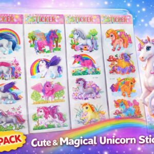 Unicorn sticker 8d pack of 4