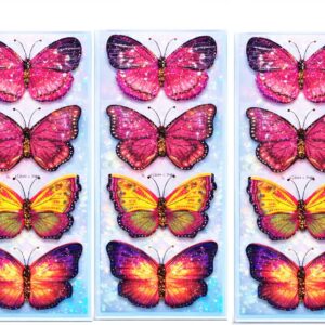 Utsub 3D Double Layer Butterfly Wall Stickers | 12 Pcs Home & Kids Room Decor Pack of 3 (Multicolor)